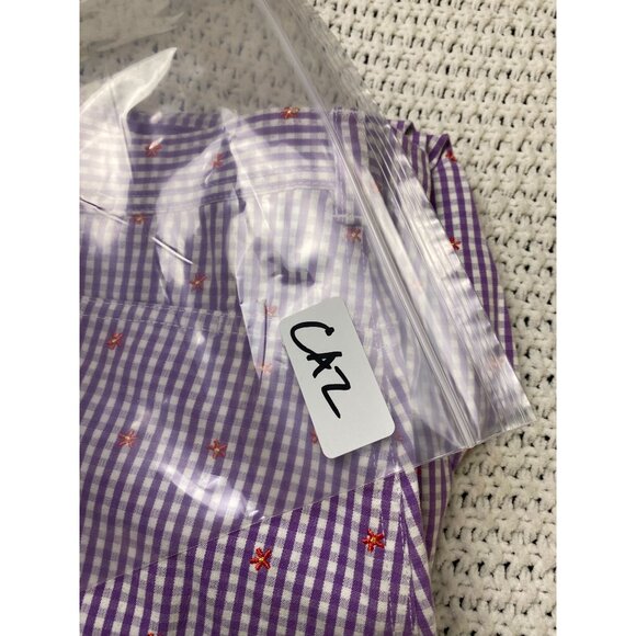 Liz Claiborne Women Cropped Pants Purple Gingham Plaid Floral Embroidered Size 8 - Picture 11 of 15